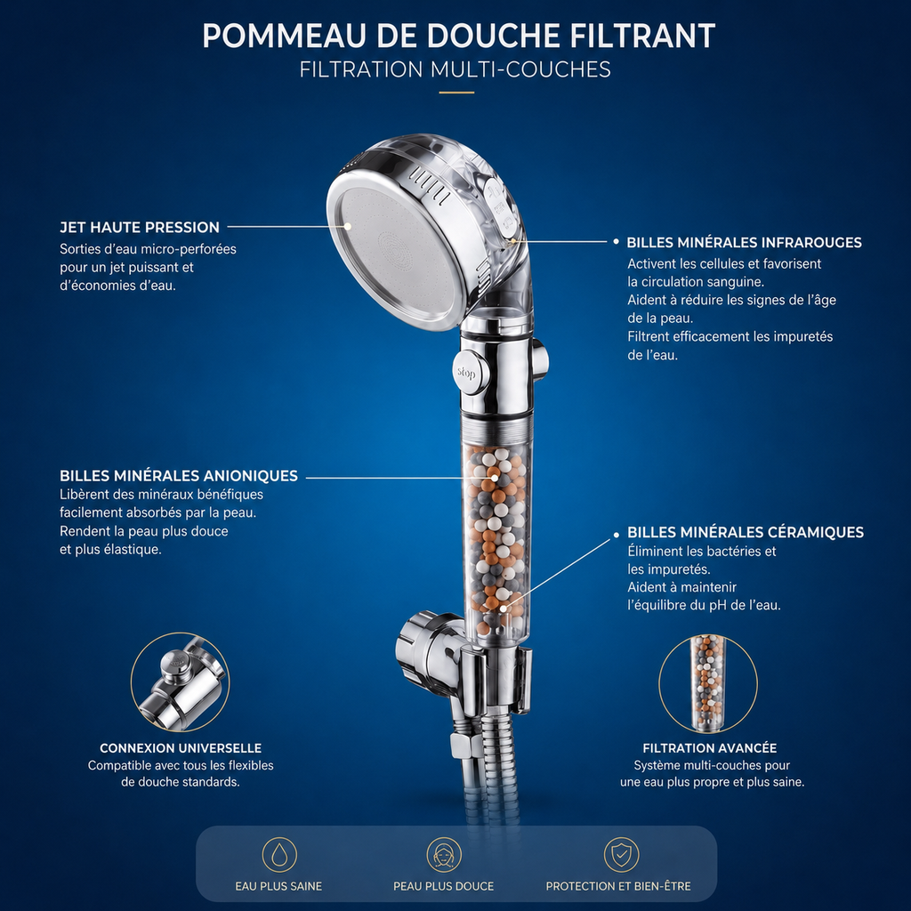 Pommeaux de douche anti-calcaire | ClearFlow